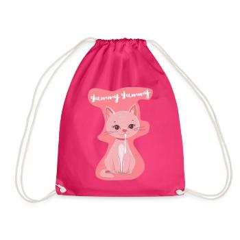 Süßes 'Yummy' Katzenbaby-Shirt in Rosa - Turnbeutel - Fuchsia - Vorne