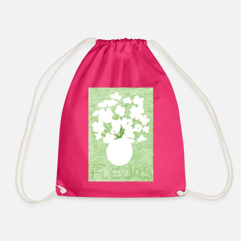 French flower silhouette  - Drawstring Bag - fuchsia