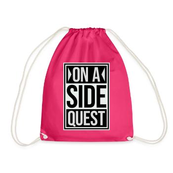 On A Side Quest Gaming Adventure Spruch Logo Text - Turnbeutel - Fuchsia - Vorne