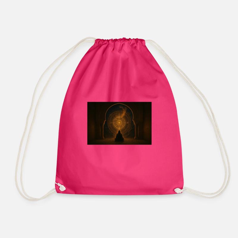 A man in quiet reflection - Drawstring Bag - fuchsia