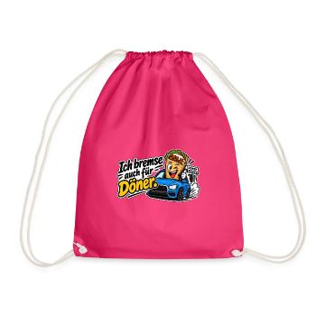 Ich bremse auch für Döner - Turnbeutel - Fuchsia - Vorne