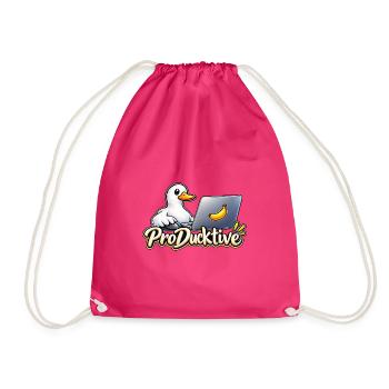 ProDucktive Ente am Laptop - Turnbeutel - Fuchsia - Vorne