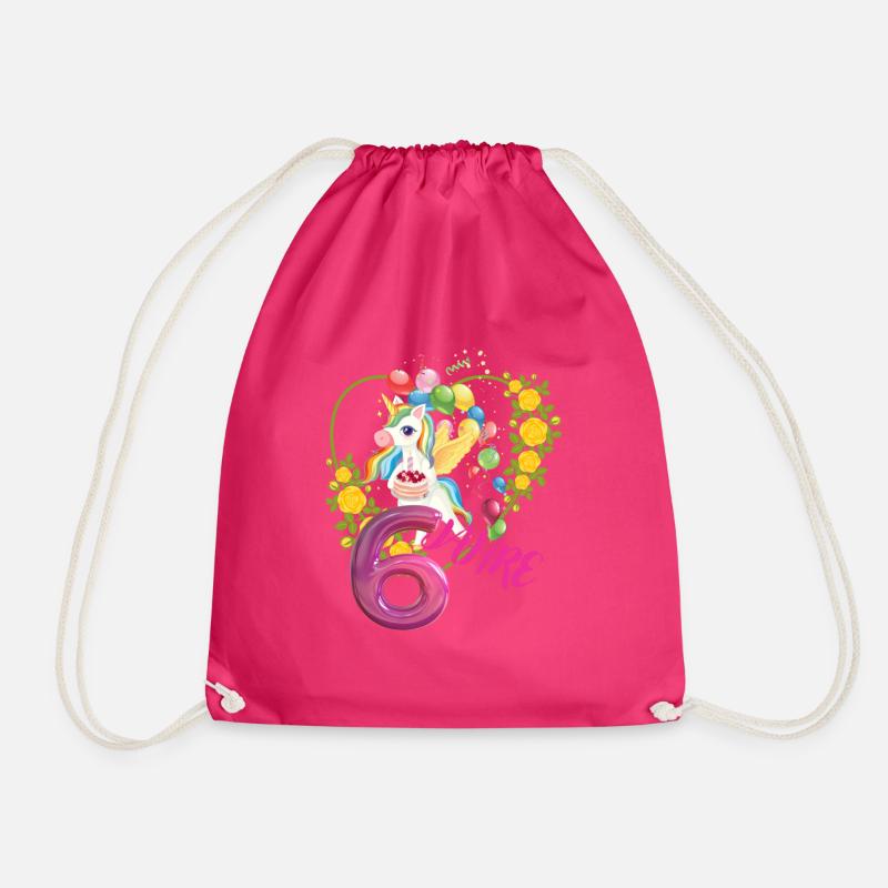 Sechster Geburtstag - Turnbeutel - Fuchsia