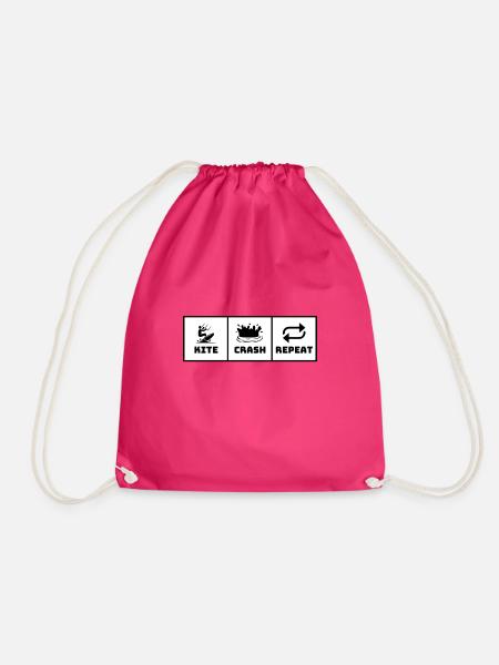 Drachen. Absturz. Wiederholen. - Weißer Hintergrund - Turnbeutel - Fuchsia