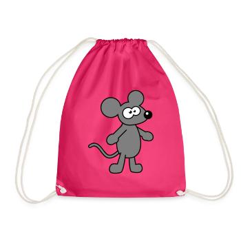 Maus Mäuschen Süße Kleine Ratte Nager Lustig Comic - Turnbeutel - Fuchsia - Vorne