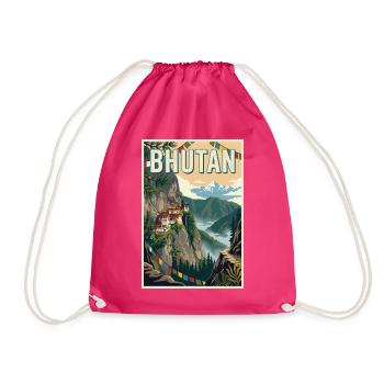 Erleben Sie die Berglandschaften Bhutans - Turnbeutel - Fuchsia - Vorne