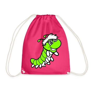 Nerd Caterpillar Intelligent Geek Worm Horn-rimmed Glasses Smart - Drawstring Bag - fuchsia - Front