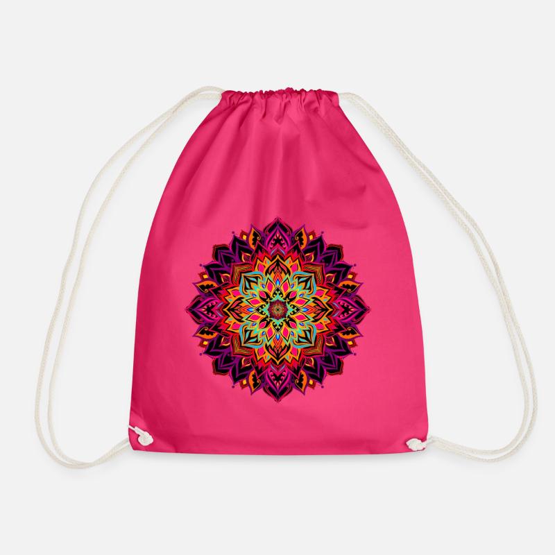Mandala, Blossom, Lotus, Flower, Pattern, Illustration - Drawstring Bag - fuchsia