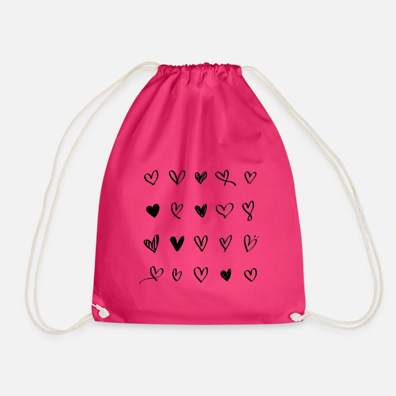 Little hearts - Drawstring Bag - fuchsia