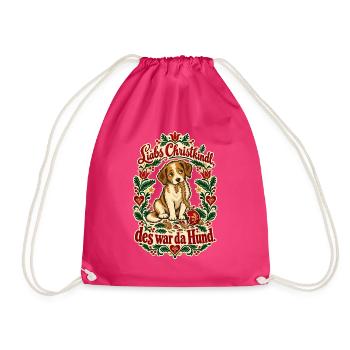Christkindl des war da Hund - Turnbeutel - Fuchsia - Vorne