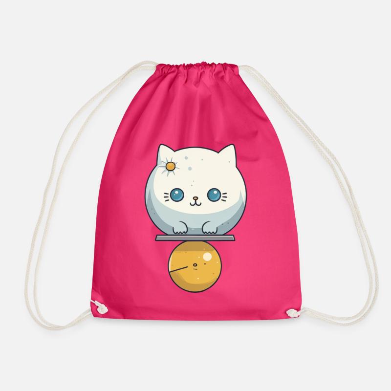 Cute cat illustration - Drawstring Bag - fuchsia