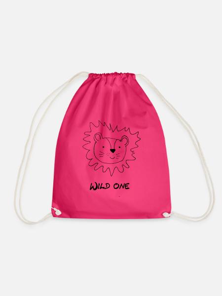 Löwe "wild one" Kindershirt - Turnbeutel - Fuchsia