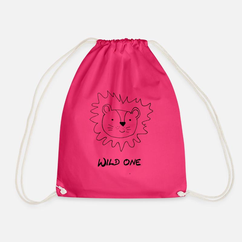 Löwe "wild one" Kindershirt - Turnbeutel - Fuchsia