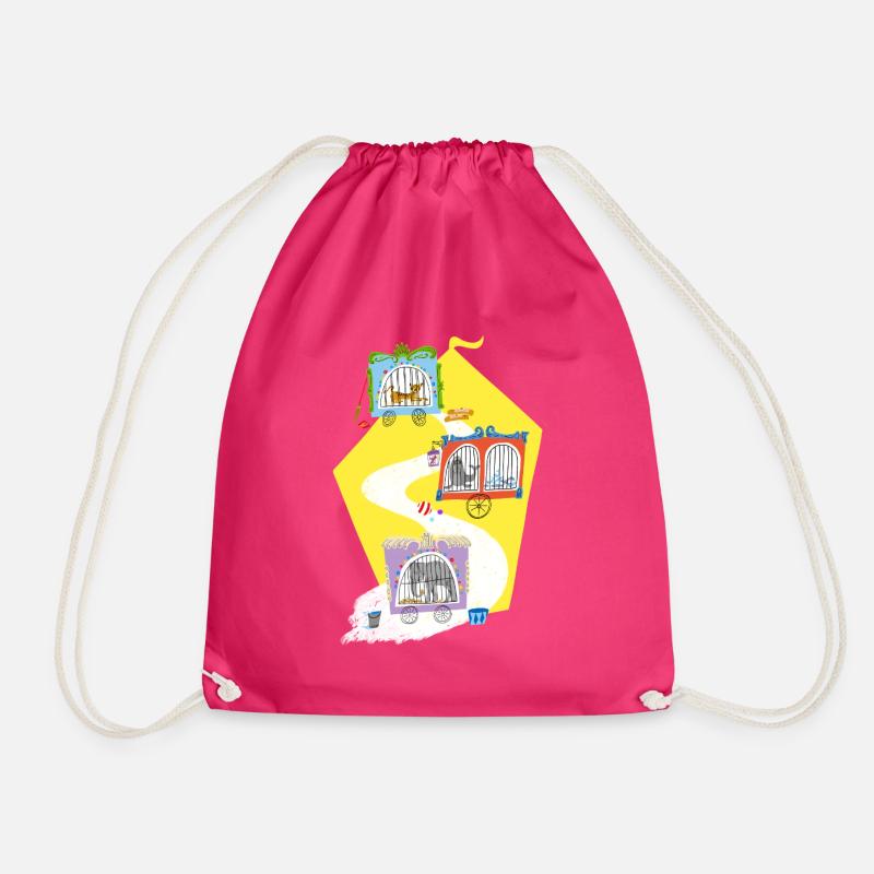zoo animal circus - Drawstring Bag - fuchsia