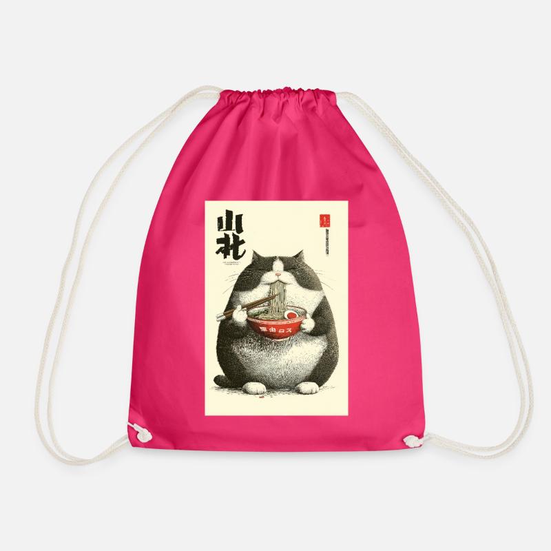 Chonky Cat Ramen Ukiyo-e - Turnbeutel - Fuchsia