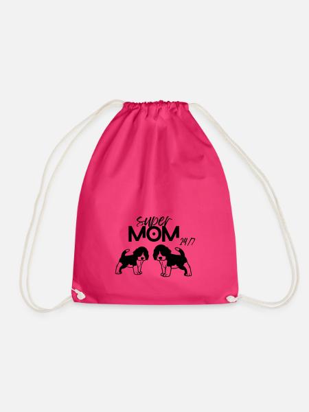 Momy beagle - Drawstring Bag - fuchsia
