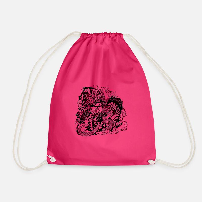 Dragon vs tiger - Drawstring Bag - fuchsia