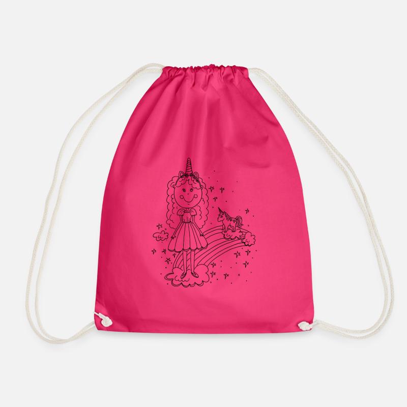 Princess on the rainbow - Drawstring Bag - fuchsia
