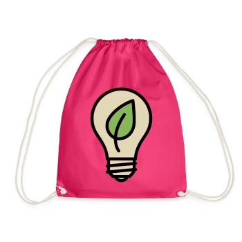 Light Bulb Leaf Eco Idea - Drawstring Bag - fuchsia - Front