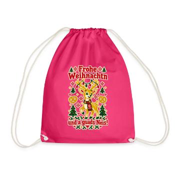 Frohe Weihnachtn a guads Neis - Turnbeutel - Fuchsia - Vorne