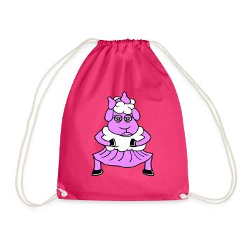 Schaf Mädchen Frau Weiblich Hübsch Müde Tanzt Rock - Turnbeutel - Fuchsia - Vorne