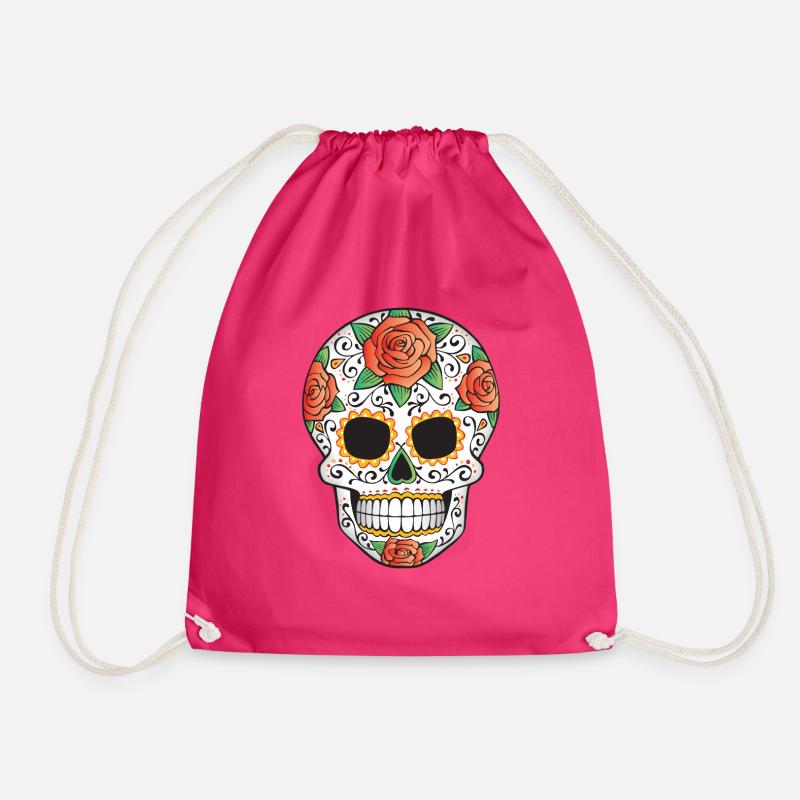 SUGAR SKULL 02 - Drawstring Bag - fuchsia