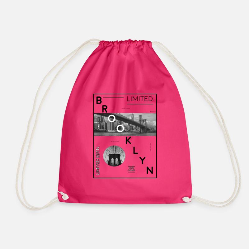 Brooklyn Limited Edition! Brooklyn Bridge idea - Drawstring Bag - fuchsia
