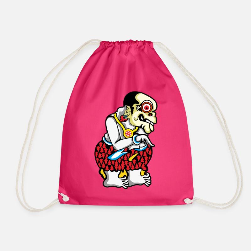 Tiki Skeleton Hula Hawaii - Drawstring Bag - fuchsia