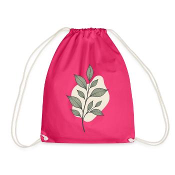 Minimalistische Botanik Blätter Zweig Natur Shirt - Turnbeutel - Fuchsia - Vorne