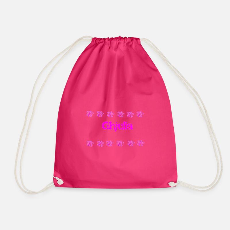 Ghijulia Floral Pink Logo - Drawstring Bag - fuchsia
