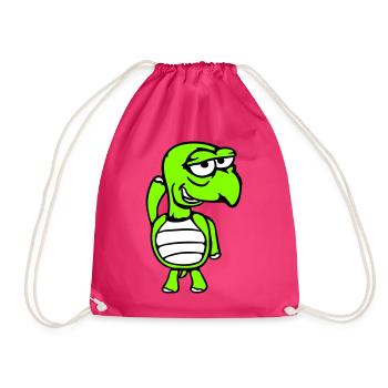 turtle mischievous funny silly shame cheeky - Drawstring Bag - fuchsia - Front