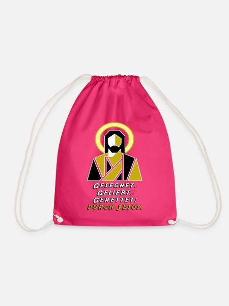 Gerettet durch Jesus  - Turnbeutel - Fuchsia