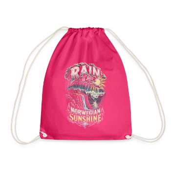 Norwegen Norweger Rain Is Just Norwegian Sunshine - Turnbeutel - Fuchsia - Vorne