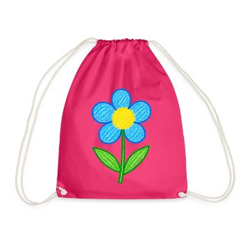 Niedliche Blume – Handgezeichnetes Blumendesign - Turnbeutel - Fuchsia - Vorne