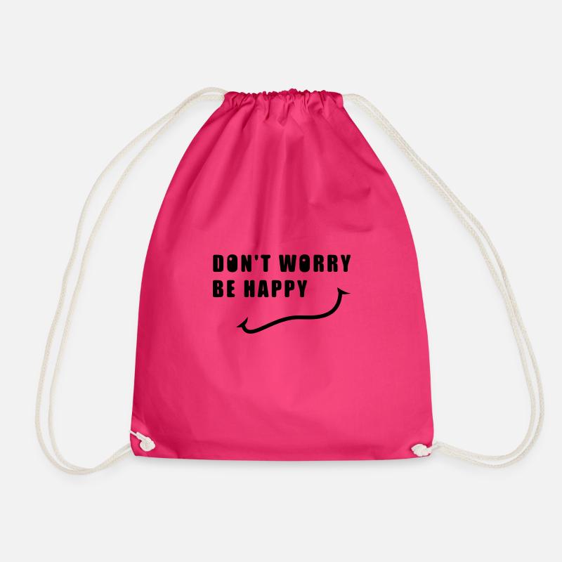be happy quote - Drawstring Bag - fuchsia