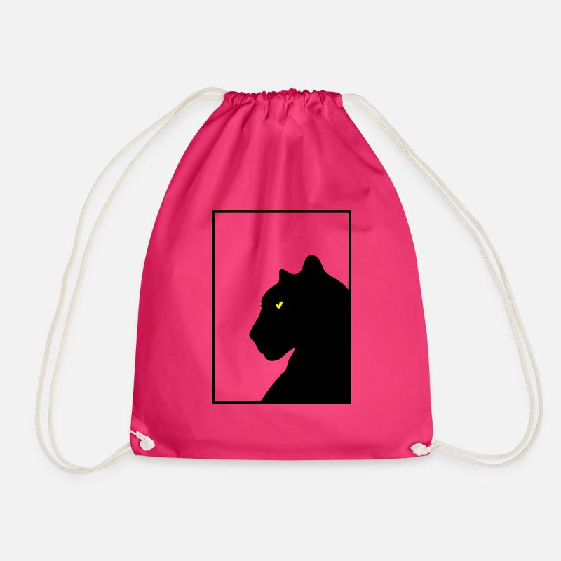 Panther black frame - Drawstring Bag - fuchsia
