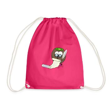 Beaked fruit taking notes, very dignified - Drawstring Bag - fuchsia - Front