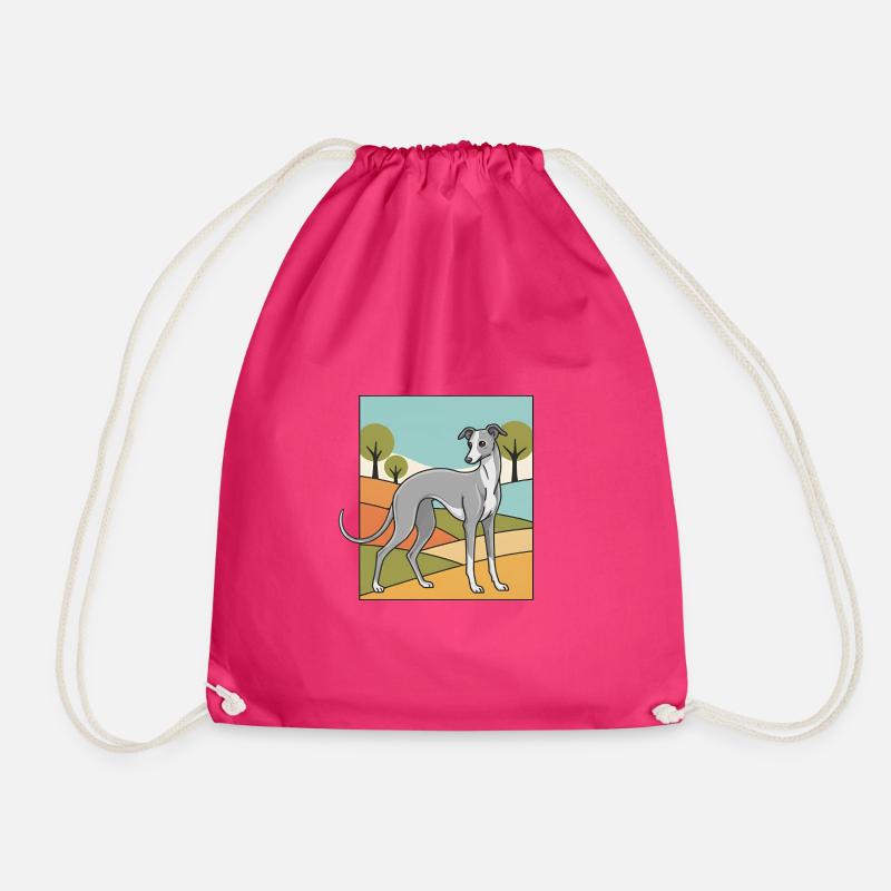 Italian Greyhound - Drawstring Bag - fuchsia