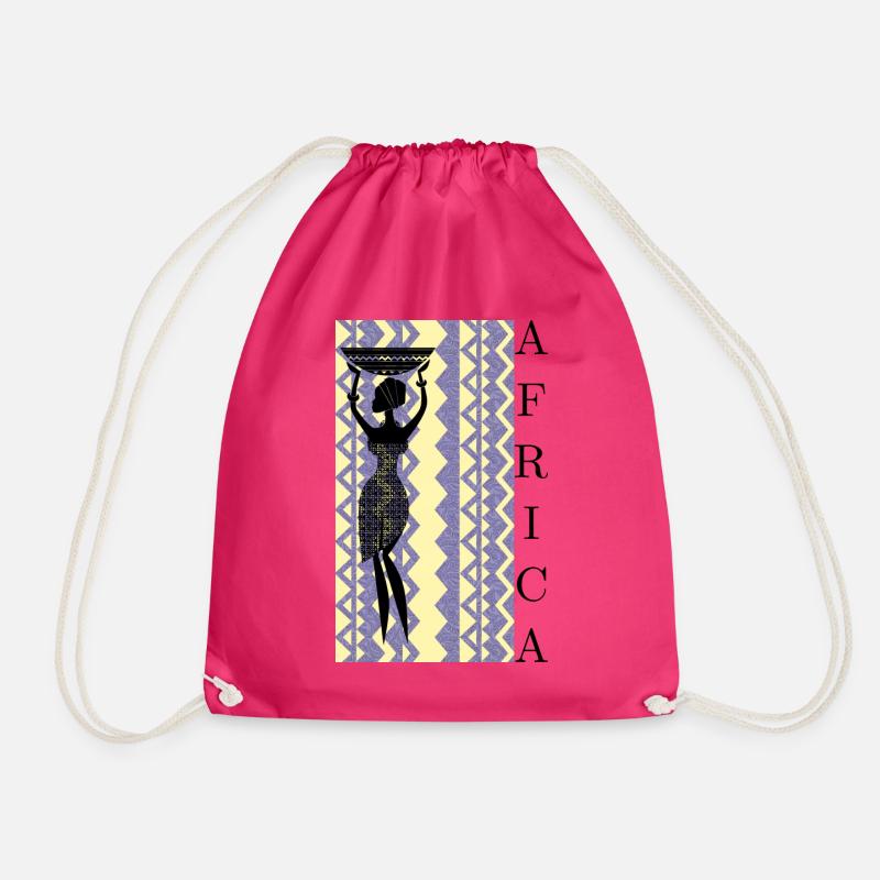 Afrikanische Silhouette mit Korb - Turnbeutel - Fuchsia