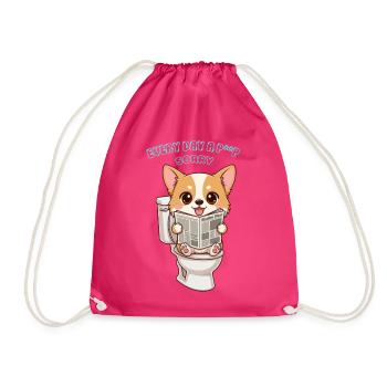 Corgi-Nachrichtensprecher über das Design eines niedlichen Hundes auf der Toilette - Turnbeutel - Fuchsia - Vorne