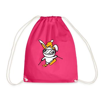 Bunny Ski Goggles Ski Bunny Skiing Ski Goggles Cap - Drawstring Bag - fuchsia - Front