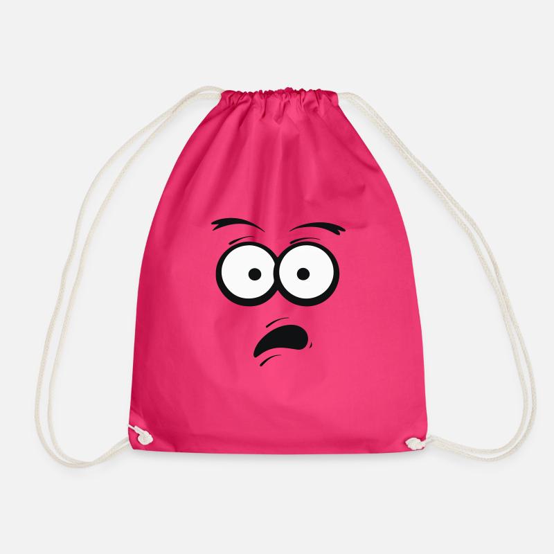 Surprised Cartoon Face – Shocked Expression - Drawstring Bag - fuchsia