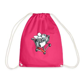 TOILET PAPERWAR Shopping cart - Drawstring Bag - fuchsia - Front