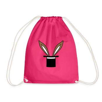 Hase Zylinder Hut Zauberer Kaninchen zaubern Trick - Turnbeutel - Fuchsia - Vorne