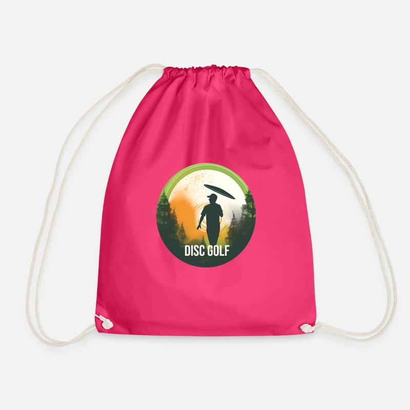 Disc Golf Design - Drawstring Bag - fuchsia