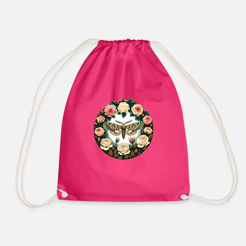Rose Moth - Drawstring Bag - fuchsia