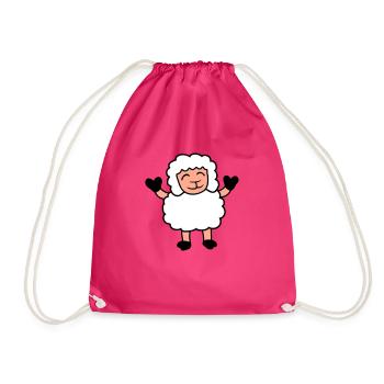 mouton bébé se tient mignon mignon agneau mignon enfant heureux - Sac de sport léger - fuchsia - Devant