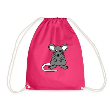Mouse Mouse Cute Little Rat Rodent Friendly - Drawstring Bag - fuchsia - Front