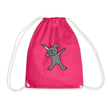 Bunny Dabbing Dab Dance Pose Dancing Party Celebrate - Drawstring Bag - fuchsia - Front