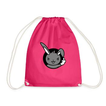 Hase Mittelfinger Zeigen Böse Frech Beleidigend - Turnbeutel - Fuchsia - Vorne